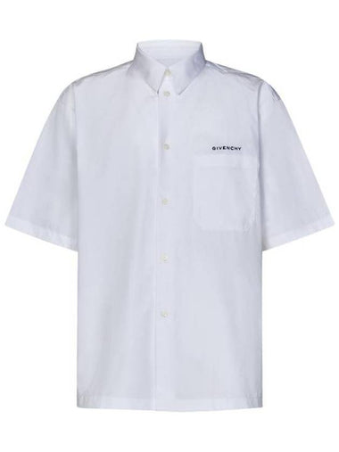 Spread Collar Cotton Short Sleeve Shirt White - GIVENCHY - BALAAN 1