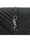 Silver Monogram College Medium Chain Crossbody Bag in Matelasse Leather Black - SAINT LAURENT - BALAAN 9