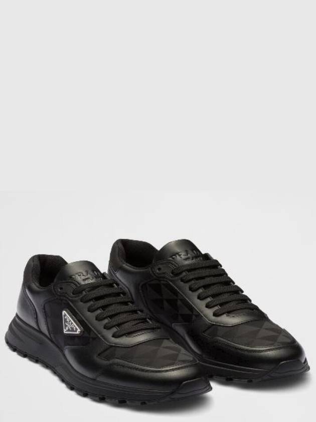 Leather Re-Nylon High Top Sneakers Black - PRADA - BALAAN 2