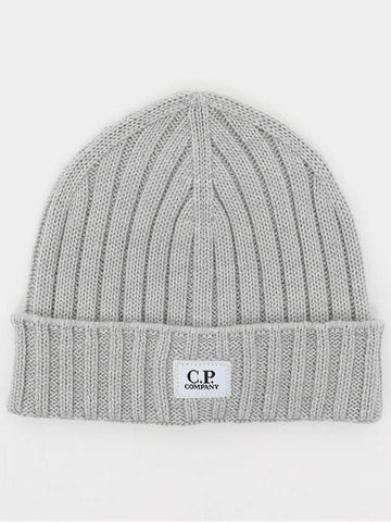 Extra Fine Merino Wool Logo Beanie Grey - CP COMPANY - BALAAN 1