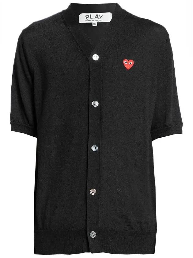 Women s Heart Logo Short Sleeve Cardigan AX N096 051 1 - COMME DES GARCONS - BALAAN 1