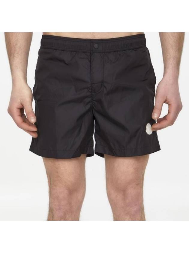 Men's Logo Patch Swim Shorts Black - MONCLER - BALAAN.