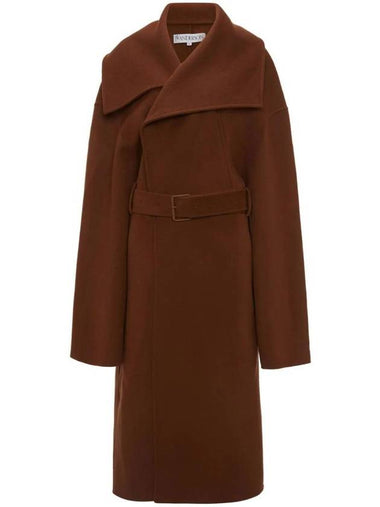 Belt Wrap Wool Single Coat Brown - JW ANDERSON - BALAAN 1