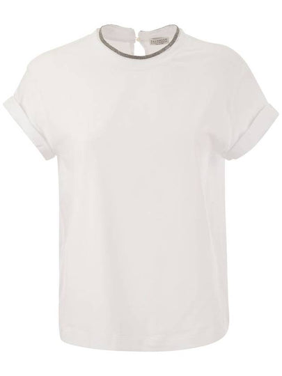 Crew Neck Turn-Up Sleeve Short Sleeve T-Shirt White - BRUNELLO CUCINELLI - BALAAN 2