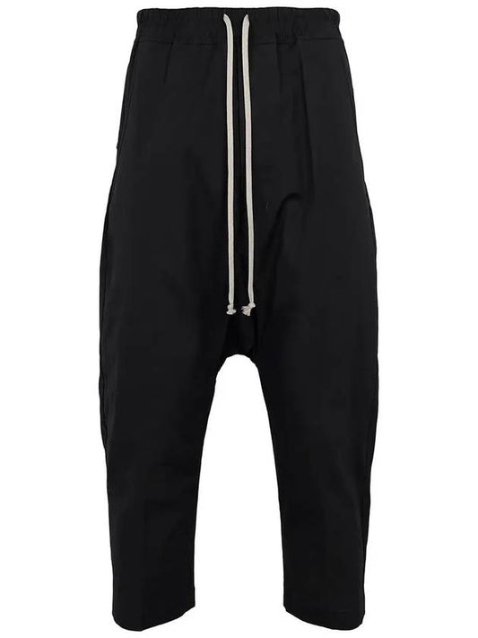 Drawstring Crop Cotton Baggy Pants Black - RICK OWENS - BALAAN 2