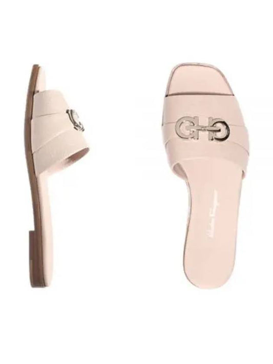 Gancini Leather Slippers Beige - SALVATORE FERRAGAMO - BALAAN 2