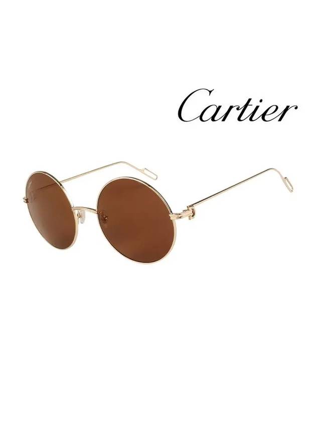 Eyewear Round Metal Sunglasses Brown - CARTIER - BALAAN 1