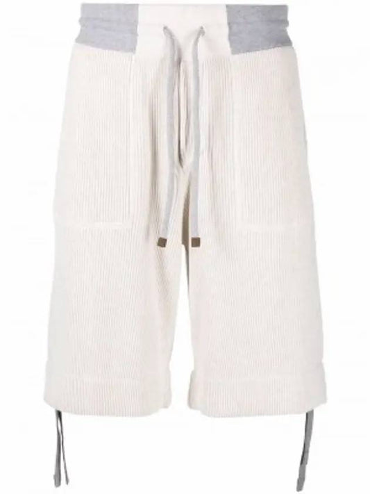 Drawstring cotton shorts beige - BRUNELLO CUCINELLI - BALAAN 1