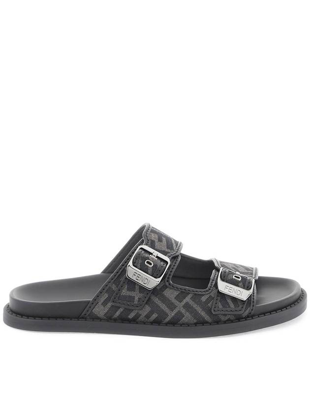 Men's Peel Jacquard Fabric Sandals Black - FENDI - BALAAN 2