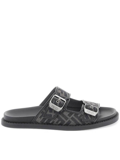 Men's Peel Jacquard Fabric Sandals Black - FENDI - BALAAN 2