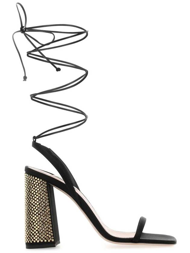 satin sandals heels black gold - MIU MIU - BALAAN 2