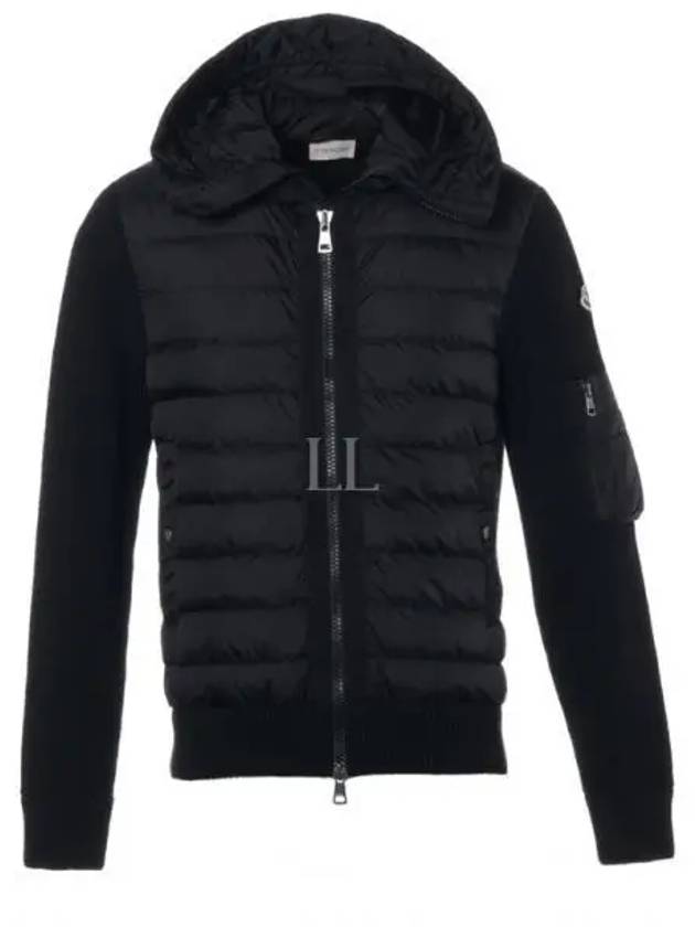 Padded Wool Hooded Zip-Up Cardigan Black - MONCLER - BALAAN 2