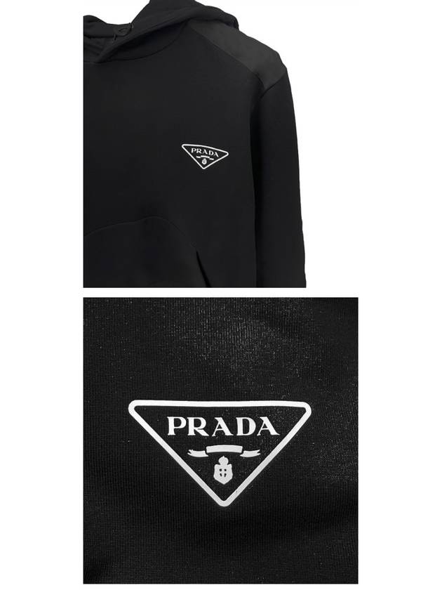 Triangle Logo Cotton Hoodie Black - PRADA - BALAAN 6