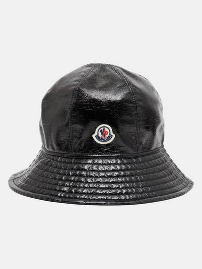 Logo Patch Glossy Bucket Hat Black - MONCLER - BALAAN 2