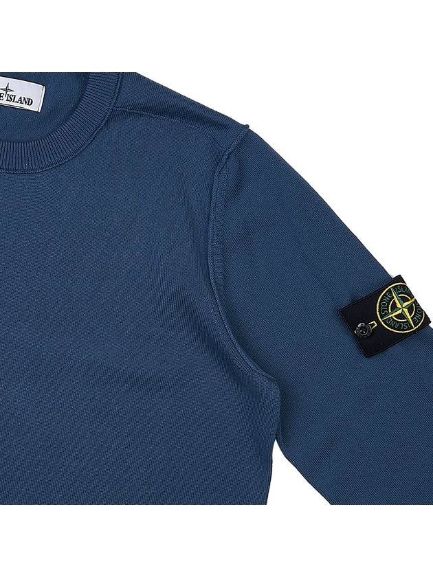 Logo Patch Knit Top Blue - STONE ISLAND - BALAAN 5