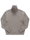 Logo Embroid Knit Turtleneck Beige - AMI - BALAAN 2