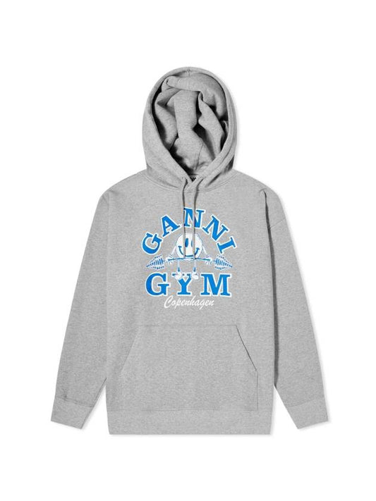 Gym Logo Oversized Hoodie Grey - GANNI - BALAAN 1