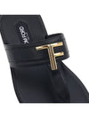 TF Logo Decorated Leather Flip Flops Black - TOM FORD - BALAAN 9