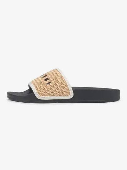 Raffia-Embroidered Logo Slippers Beige - MARNI - BALAAN 2