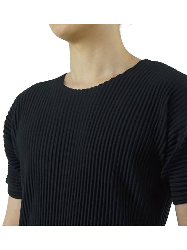 Pleated Short Sleeve T-Shirt Black - ISSEY MIYAKE - BALAAN 7