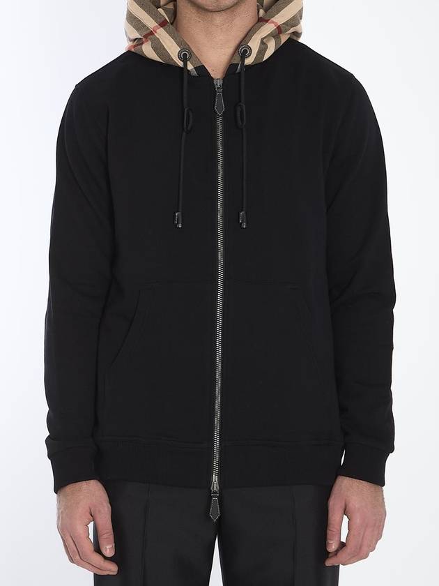 Check Hood Cotton Zip Up Hoodie Black Archive Beige - BURBERRY - BALAAN 2