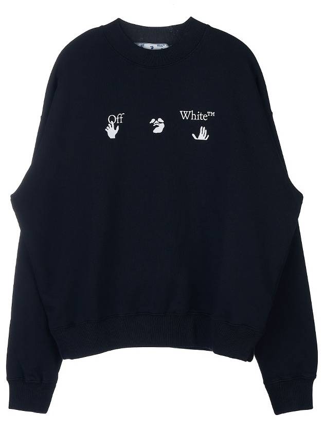 Hands-Off Logo Print Crew Neck Sweatshirt Black - OFF WHITE - BALAAN 11