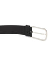 Metal Buckle Saffiano Leather Belt Black - PRADA - BALAAN 5