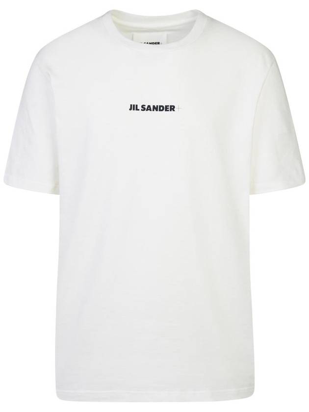 Logo Print Crew Neck Short Sleeve T-shirt Porcelain - JIL SANDER - BALAAN 2