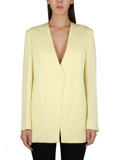 Women's Split Back V-Neck Blazer Jacket Yellow - JIL SANDER - BALAAN 2