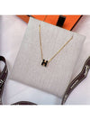 Mini Pop H Pendant Necklace Gold Noir - HERMES - BALAAN 6