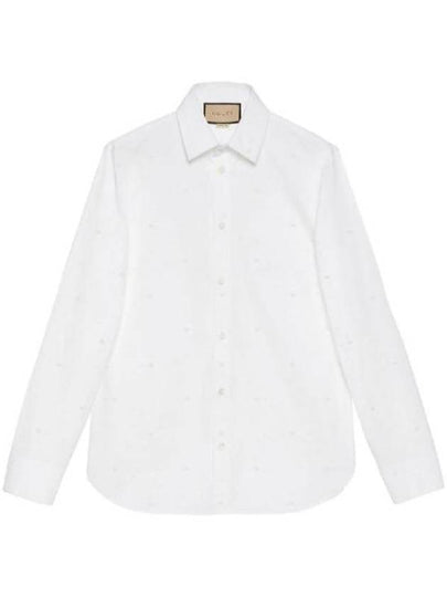 Mini Interlocking G Dot Long Sleeve Shirt White - GUCCI - BALAAN 2