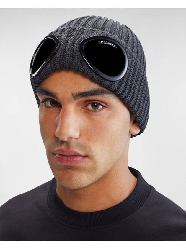 Signature Goggles Wool Beanie Grey - CP COMPANY - BALAAN 3