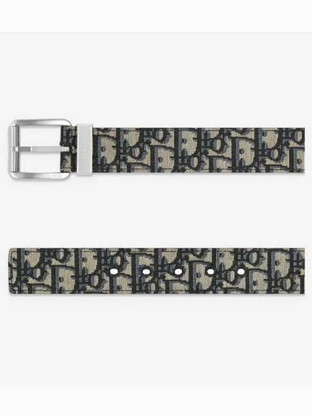 Logo Jacquard Leather Belt Black Beige - DIOR - BALAAN 3