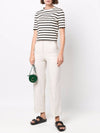 Women's Roll Cuff Crop Cotton Slacks Beige - MONCLER - BALAAN.