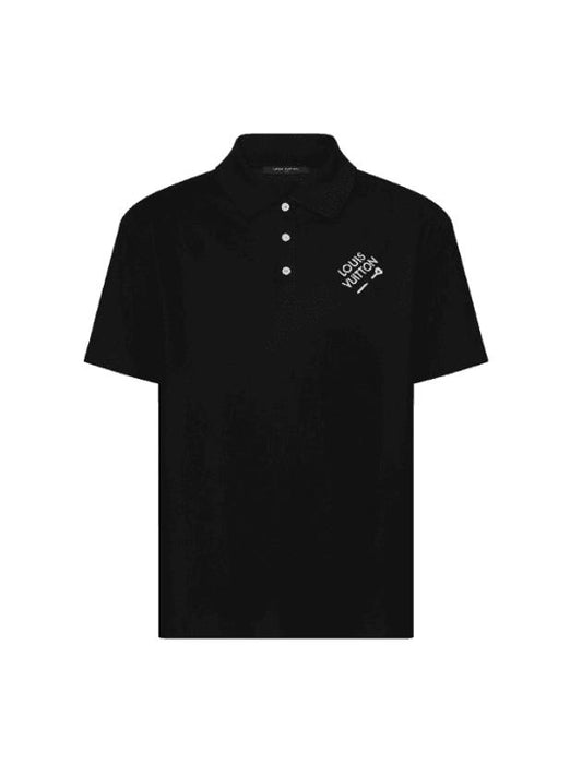 Signature Embroidery Polo Shirt Noir - LOUIS VUITTON - BALAAN 1