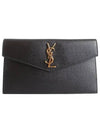 Uptown Grain de Poudre Embossed Leather Clutch Bag Black - SAINT LAURENT - BALAAN 2