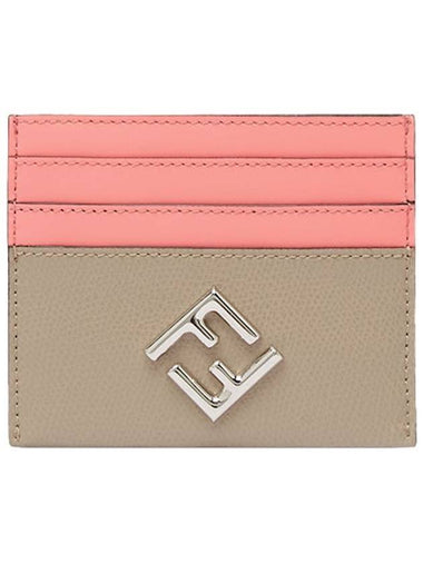 Logo Diamond Card Wallet Pink Beige - FENDI - BALAAN 1