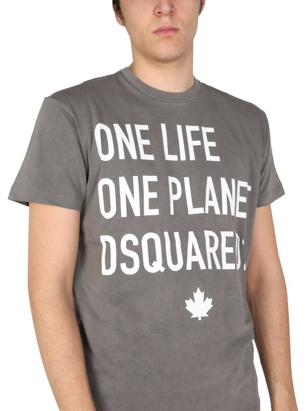 Men's One Life Logo Short Sleeve T-Shirt Gray - DSQUARED2 - BALAAN 5