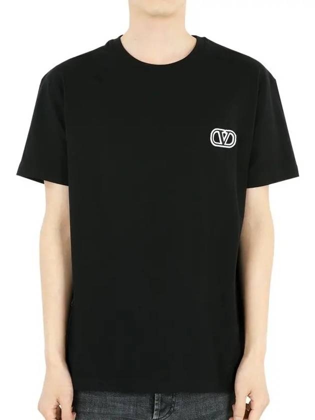 V Logo Short Sleeve T-Shirt Black - VALENTINO - BALAAN 2