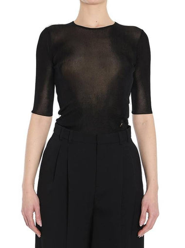 Cassandre Crew Neck Knit Top Black - SAINT LAURENT - BALAAN 1