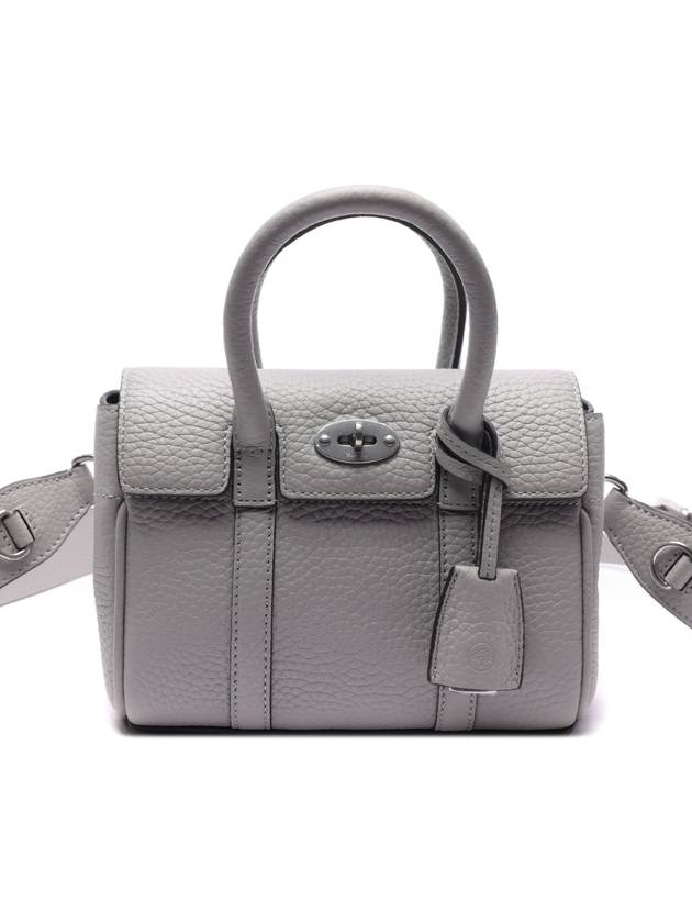 Bayswater Mini Heavy Grain Shoulder Bag Pale Grey - MULBERRY - BALAAN 3