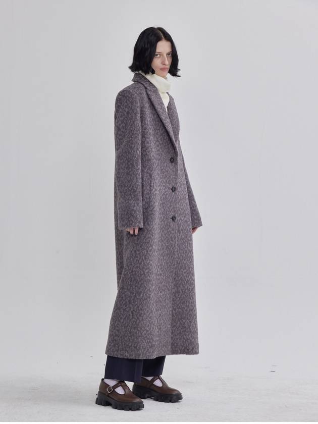 Leopard Jacquard Peton Long Straight Coat Gray - LIE - BALAAN 5