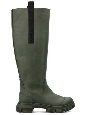 Recycle Rubber Long Boots Green - GANNI - BALAAN 1