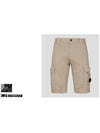 Men's Stretch Satin Cargo Shorts Beige - CP COMPANY - BALAAN.