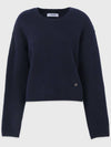 Women's Elated Wool Semi Crop Knit Navy - MICANE - BALAAN 8