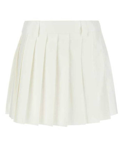 Mini Cotton Pleated Skirt White - MIU MIU - BALAAN 2