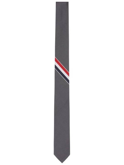 Men's Grosgrain Stripe Tie Dark Grey - THOM BROWNE - BALAAN 2