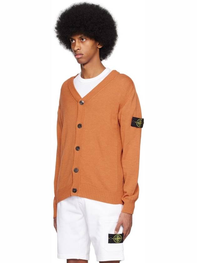 Wappen V-neck Cardigan Orange - STONE ISLAND - BALAAN 2