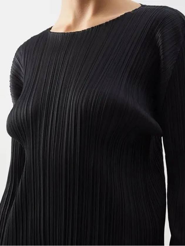 Pleated Please Issey Miyake Jersey Crew Neck Long Sleeve Top Black - ISSEY MIYAKE - BALAAN 2