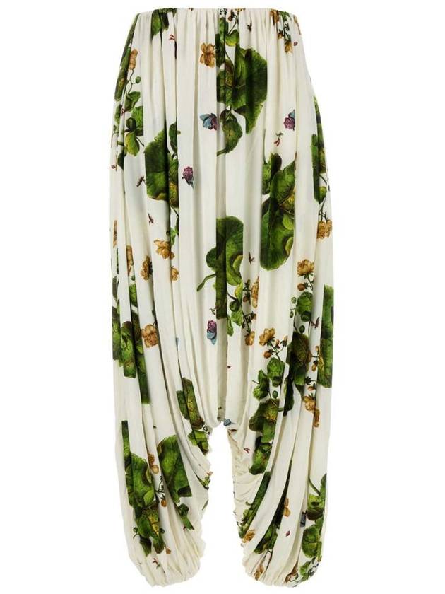 Viscose Blend Draped Wide Pants White Green - LOEWE - BALAAN 2